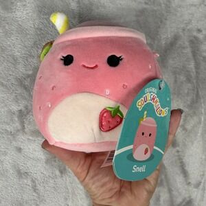 Original Squishmallows Snell Strawberry Bubble Tea‎ Plush Toy 5 Inch